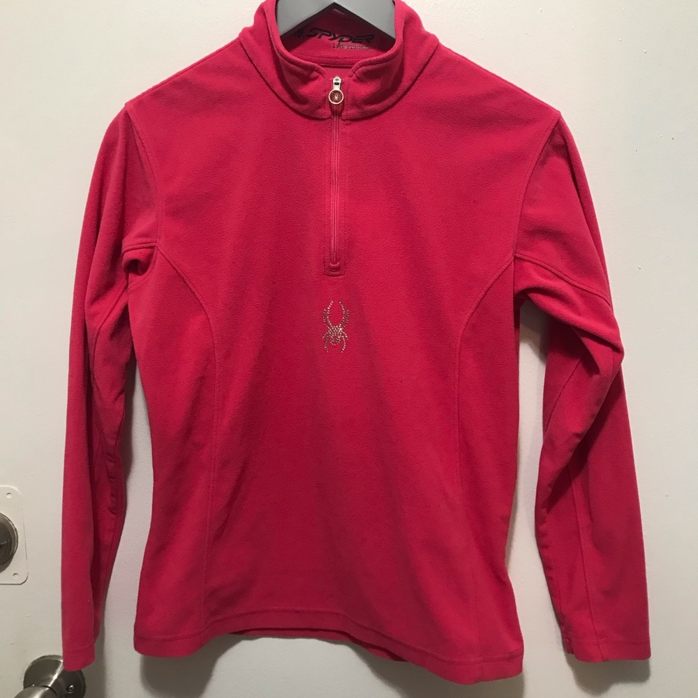 Spider pink girls fleece quarter zip pullover size Large
